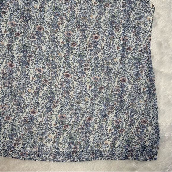 Sz Medium Rose + Olive floral tank top blouse - Picture 8 of 9